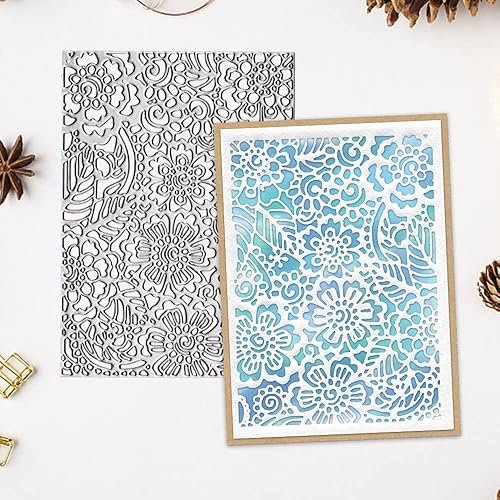 Miniatura 4 de Flores hojas troqueladas para hacer tarjetas, juego de troqueles de corte de marco rectangular, plantillas de troqueles de fondo floral, plantilla