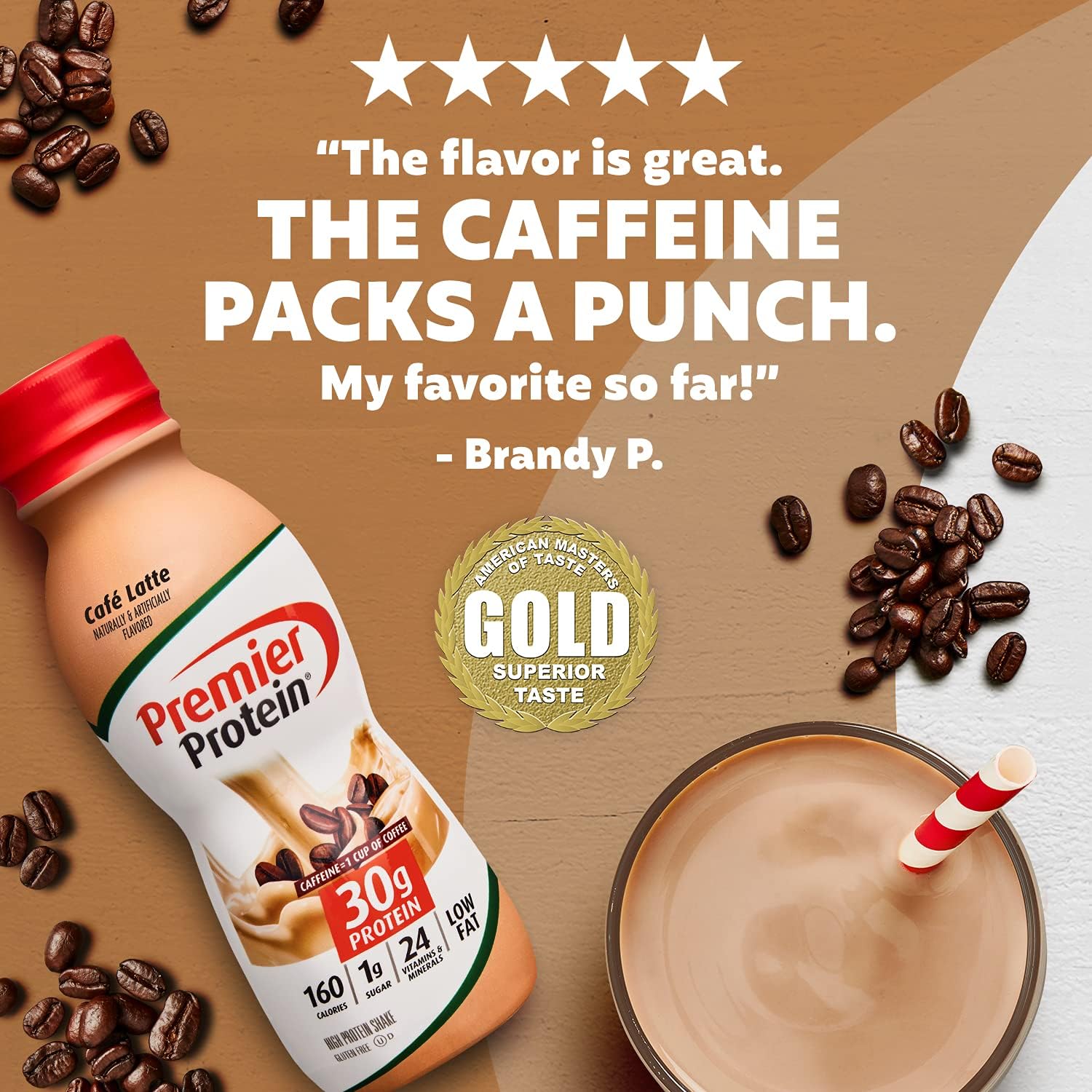 Premier Protein Shake, Café Latte, 30g Protein, 1g Sugar, 24 Vitamins & Minerals, Nutrients to Support Immune Health 11.5 fl oz, 12 Pack : Health & Household