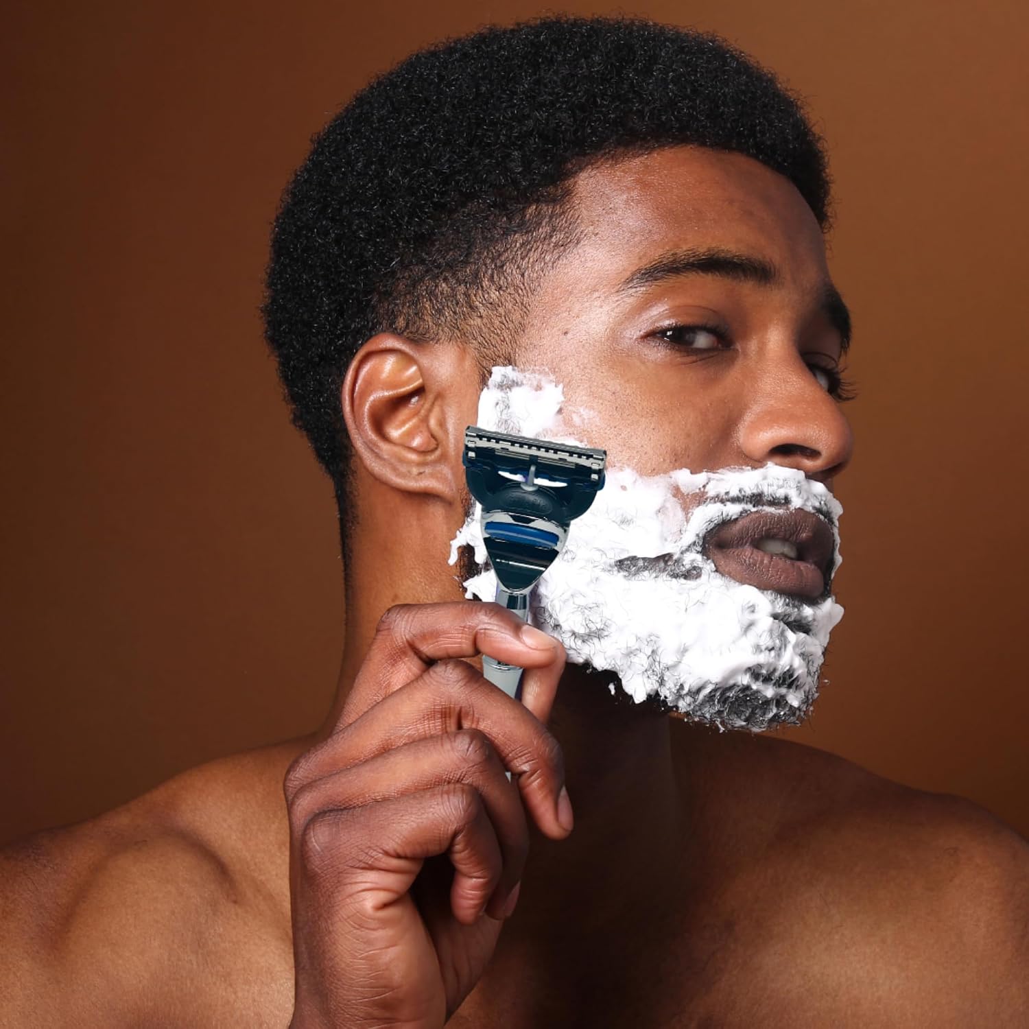 G.B.S 5 Blade Compatible Chrome Steel Shaving Razor – Weighted Handle for Maximum Control – Luxury Men's Razor for a Smooth, Close Shave – Compatible with Leading 5-Blade Cartridges
