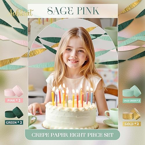 Miniatura 15 de AOBKIAT Decoración de boda, papel crepé dorado, rosa, naranja, dorado, 8 piezas, serpentinas, decoraciones de fiesta para bodas, despedidas