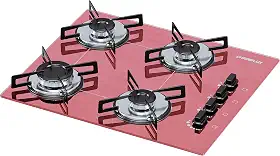 Cooktop 4 bocas Chamalux ultra chama Bivolt Gás Natural Trempe de Chapa Rosa