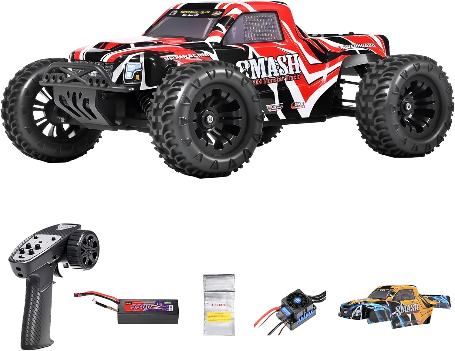 1:10 RC Cars for Adults-4WD Off-Road Monster Truck with Waterproof Brushless Motor&2.4 GHz Remote Control,30+ Mph High-Speed Hobby Grade RTR,Fully Adjustable Suspension for All Terrain