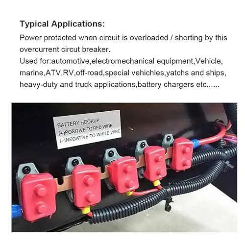 Miniatura 6 de Disyuntor de reinicio automático de 40 A 12 V-24 V con perno de tapa para cargadores de batería, camiones, motores de automóvil y más (4 unidades)