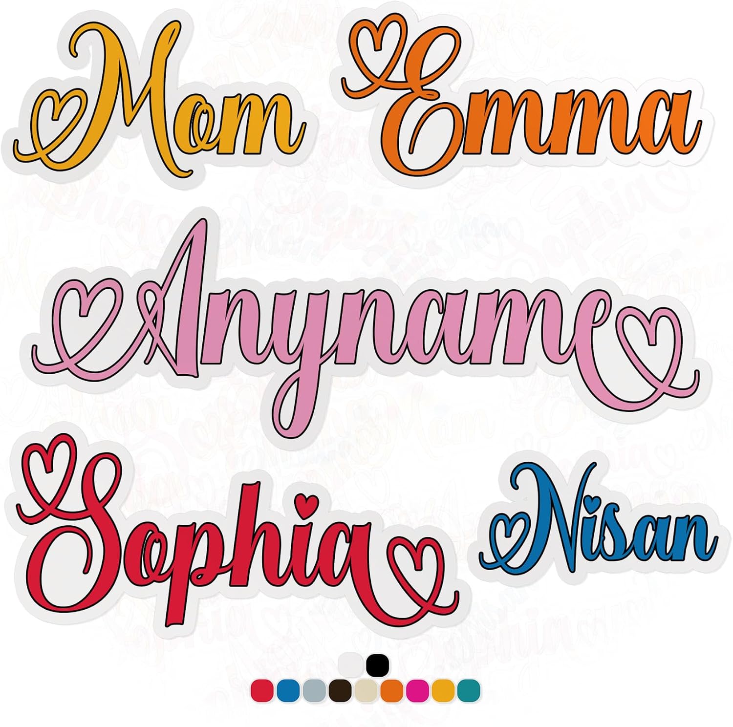 (New Update) Custom Heart Name Sticker Personalized Cute Girl Name Kid Love Decal Waterproof Vinyl Sticker for Water Bottle, Phone Case, Hard Hat, Laptop - Decor Decal Birthday Gift