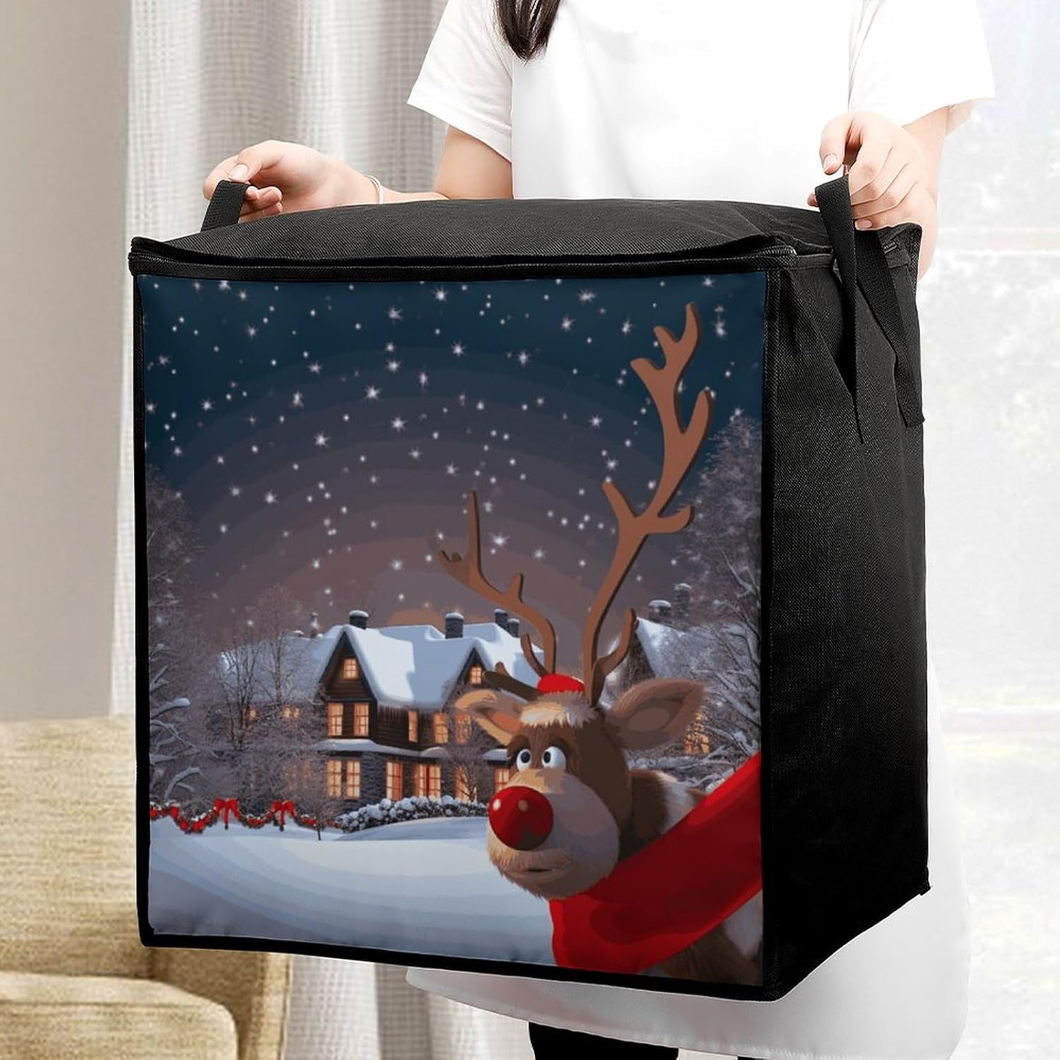 Christmas Storage Bags Moving Bags Storage Bins | Comforter Storage Bag Reinforced Handles & Zippers Foldable Closet Organizers and Storage for Blanket Pillow Clothes