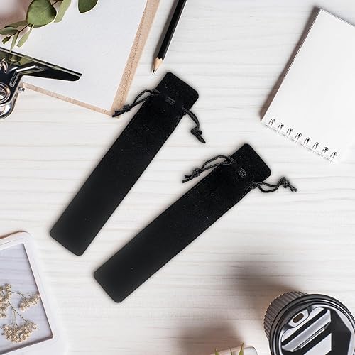 Miniatura 7 de 100 bolsas de terciopelo para bolígrafos con cordón negro, estuche negro para lápices, estuche para bolígrafos, soporte suave para una funda para