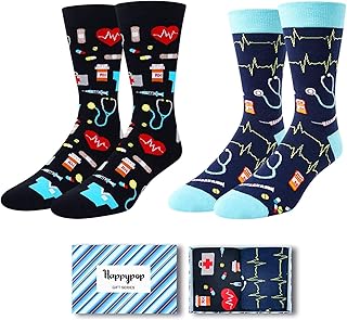 HAPPYPOP Doctor Socks for Men - Male Nurse Gifts for Men Male RN CNA Gifts Medical Assistant Gift, Nurse Socks Pharmacy Sock Medical Sock in 2 Pack