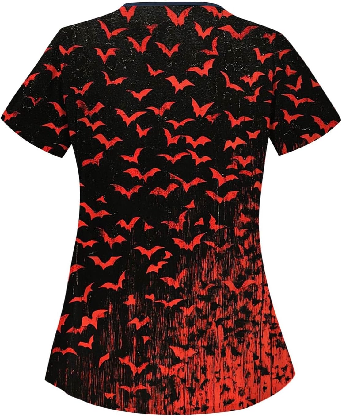Women's Short Sleeve Square Neck Halloween Tops, Cute Fall Casual Shirts with Pockets, S-5XL