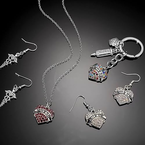 Miniatura 7 de Batiyeer 84 dijes de llavero de cristal con forma de corazón para enfermera, estetoscopio médico, jeringa, gorro, para cumpleaños, regalos de la