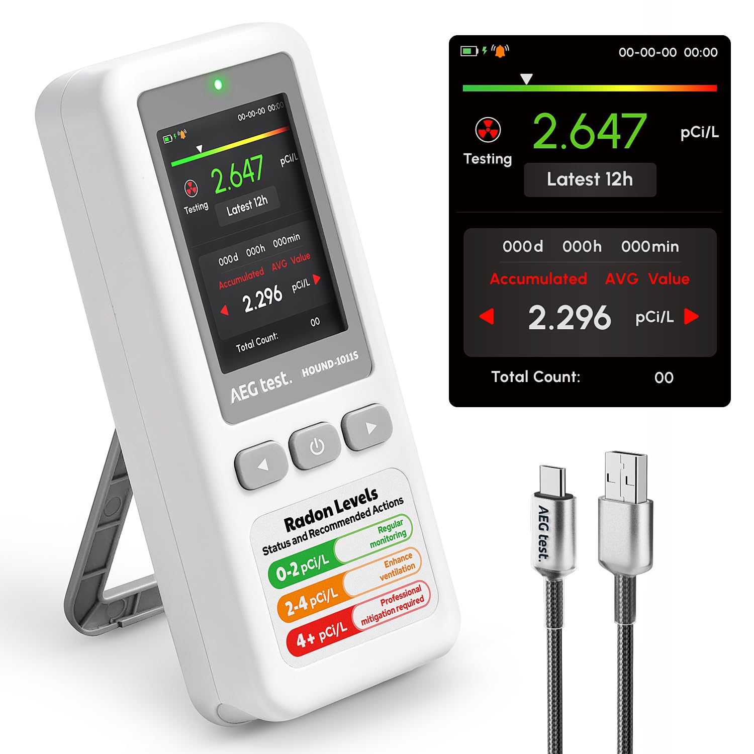 Low-cost radon monitoring with long-term tracking and alarm alerts