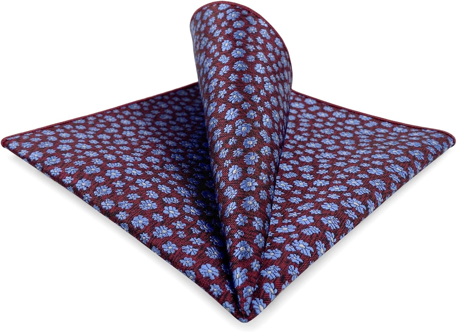 S&W SHLAX&WING Pocket Square for Men Burgundy Blue Floral Suit Hanky Wedding Groomsmen Woven