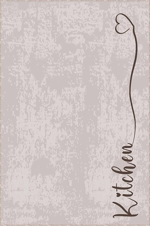Viva Home Beige Non-Slip Base Kitchen Printed Kitchen Rug Runner Vh090, Beige, 60 X 120