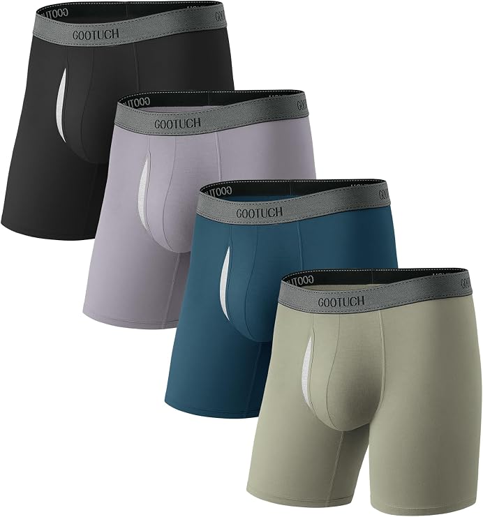 GOOTUCH Mens Breathable Boxer Briefs, Moisture-Wicking Odor Control Bamboo Underwear, Second Skin & Anti Chafe(2&4 pack)