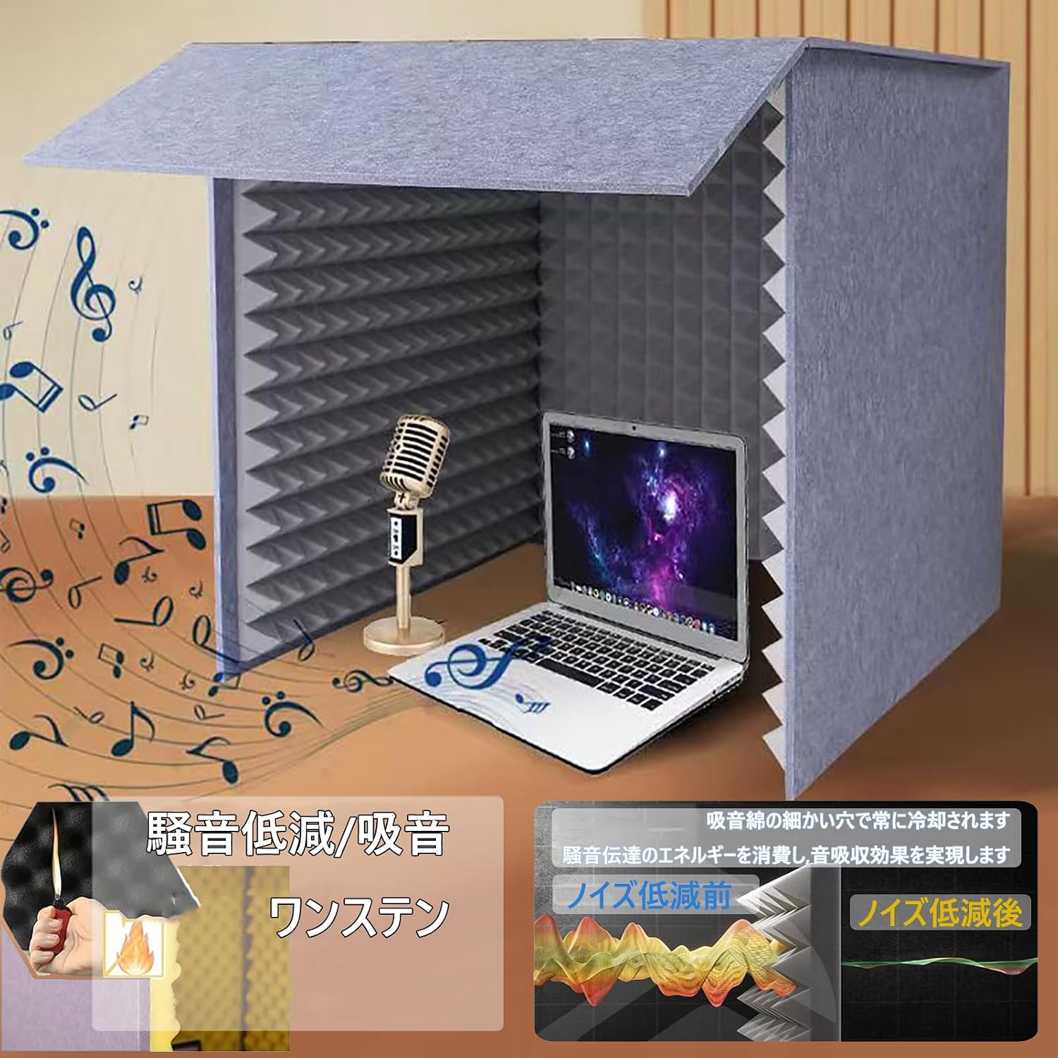 吸音パネル 卓上 防音ブース 効果 Dtyubfg 簡易防音室 1人用 吸音