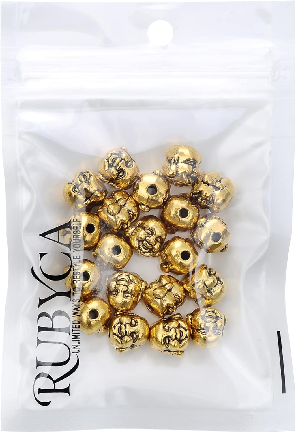 RUBYCA Buddha Metal Loose Beads Antique Tibetan Style Spacer Charm for Jewelry Making Bracelet Necklace DIY Crafts (20PCS, Gold Color) - Image 3
