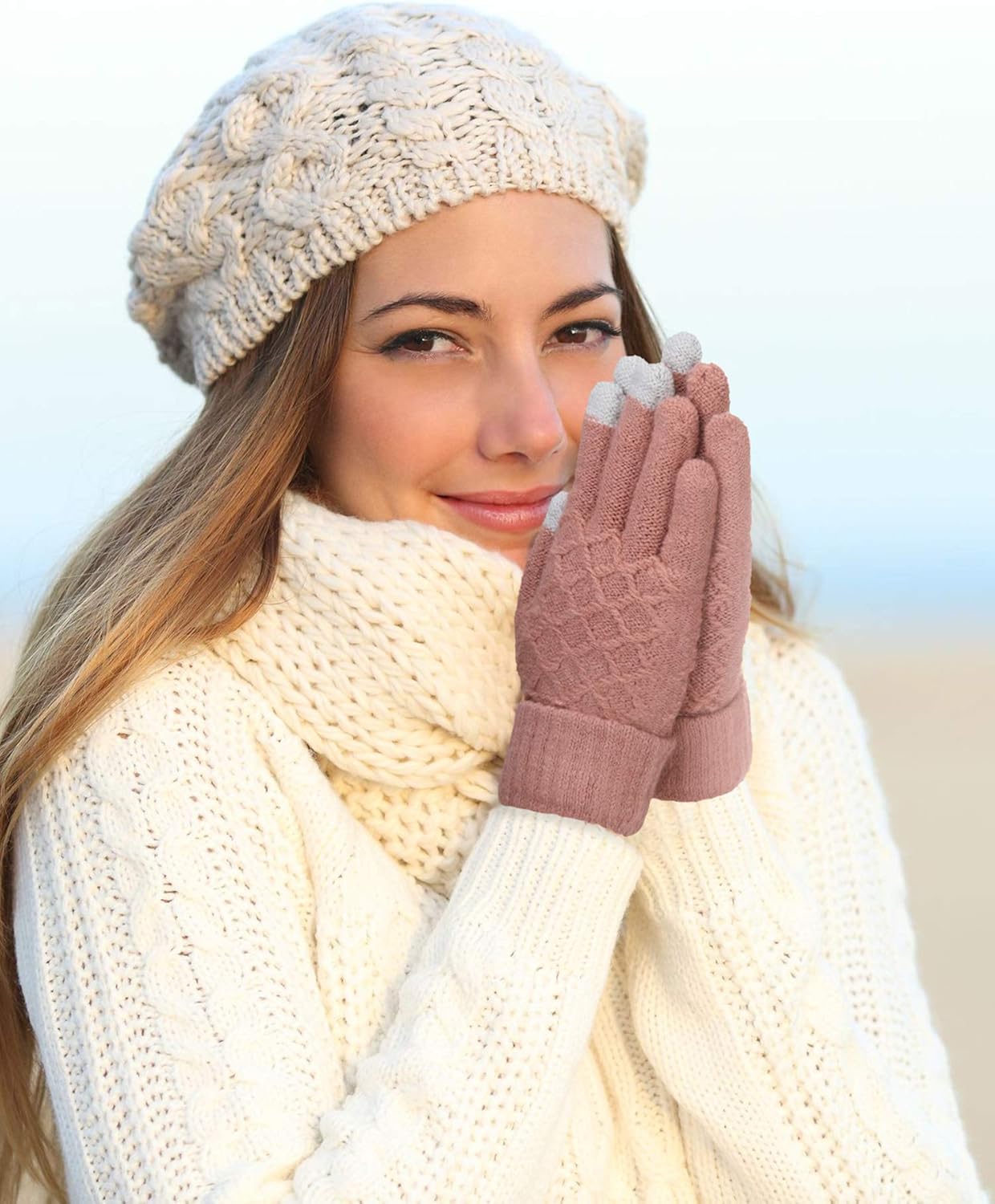 SATINIOR 6 Pairs Women Winter Touch Screen Gloves Warm Fleece Lined Knit Winter Gloves with Touchscreen Fingers - Image 6