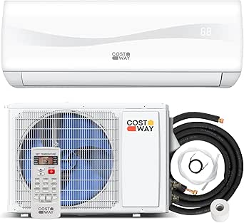 Costway 12000 BTU Mini Split Air Conditioner & Heater, 20 SEER2, Wall-Mounted Ductless AC Unit with Heat Pump