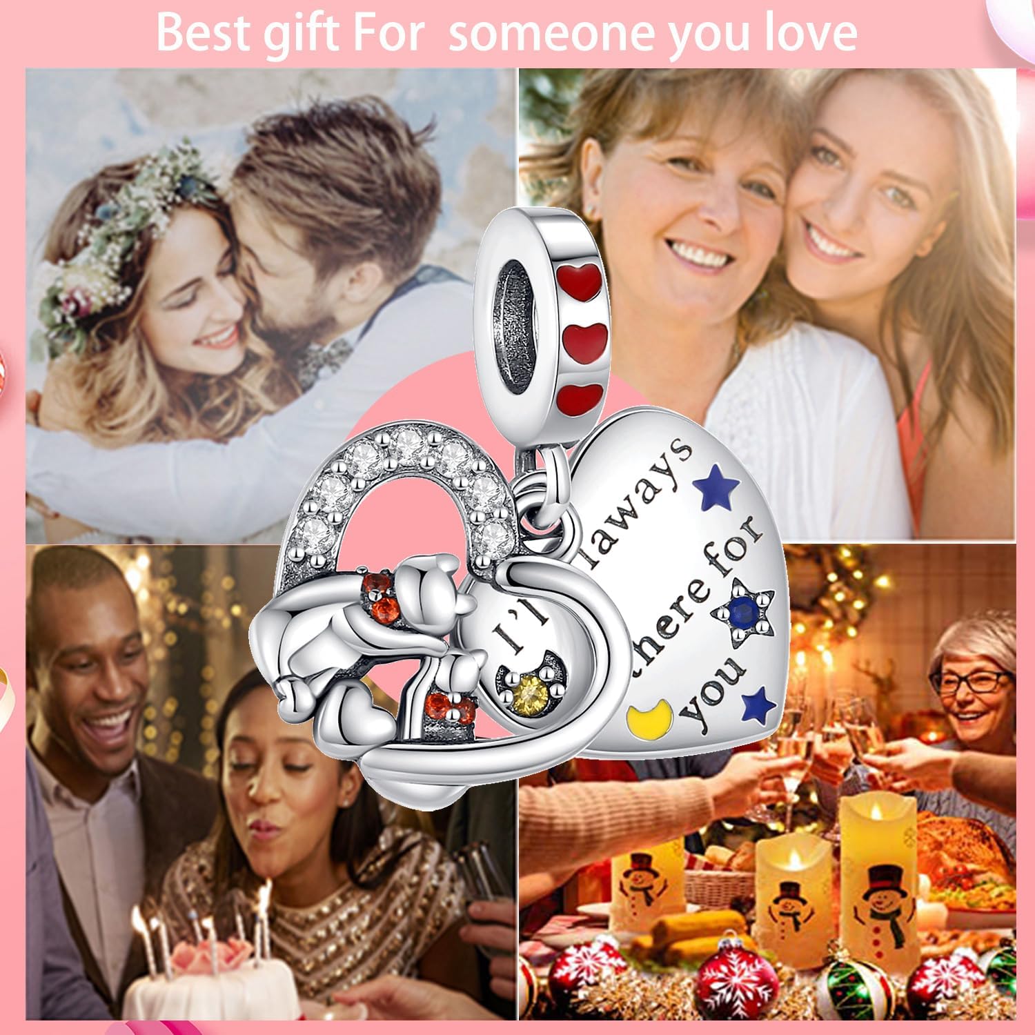 925 Sterling Silver Dangle Charm Beads for Bracelets Charms DIY Jewelry birthday Gift Valentine's Day for Women (Cats & Hearts Dangle Charm) - Image 7