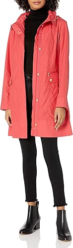 Miniatura 2 de Cole Haan Chaqueta de lluvia con capucha plegable con lazo trasero para mujer