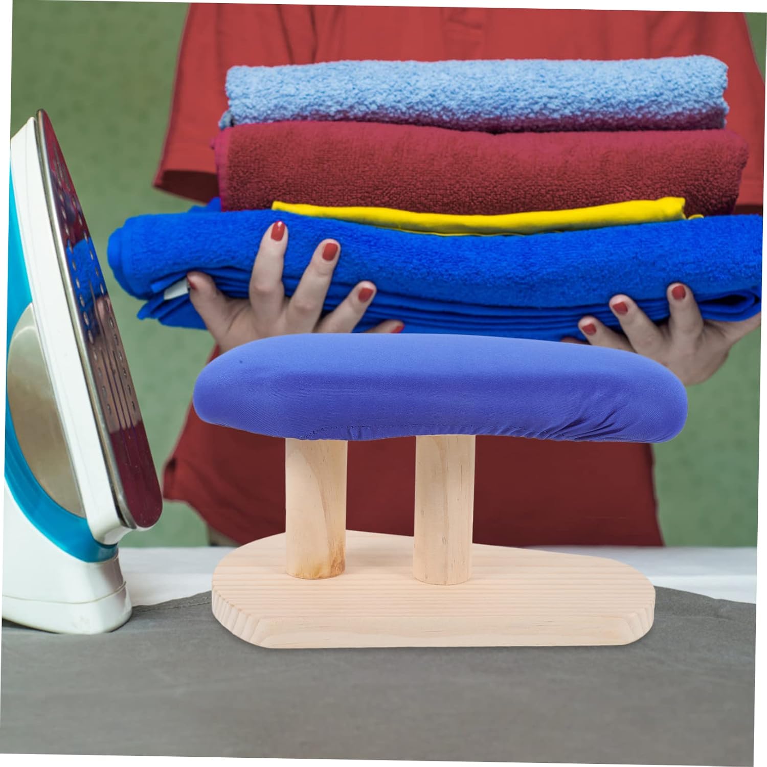 Compact Wooden Base Ironing Board with Non Slip Surface and Thick Padding Stable Tabletop Clothes Ironing Pad for Home Dorm and Garment Steamer Use