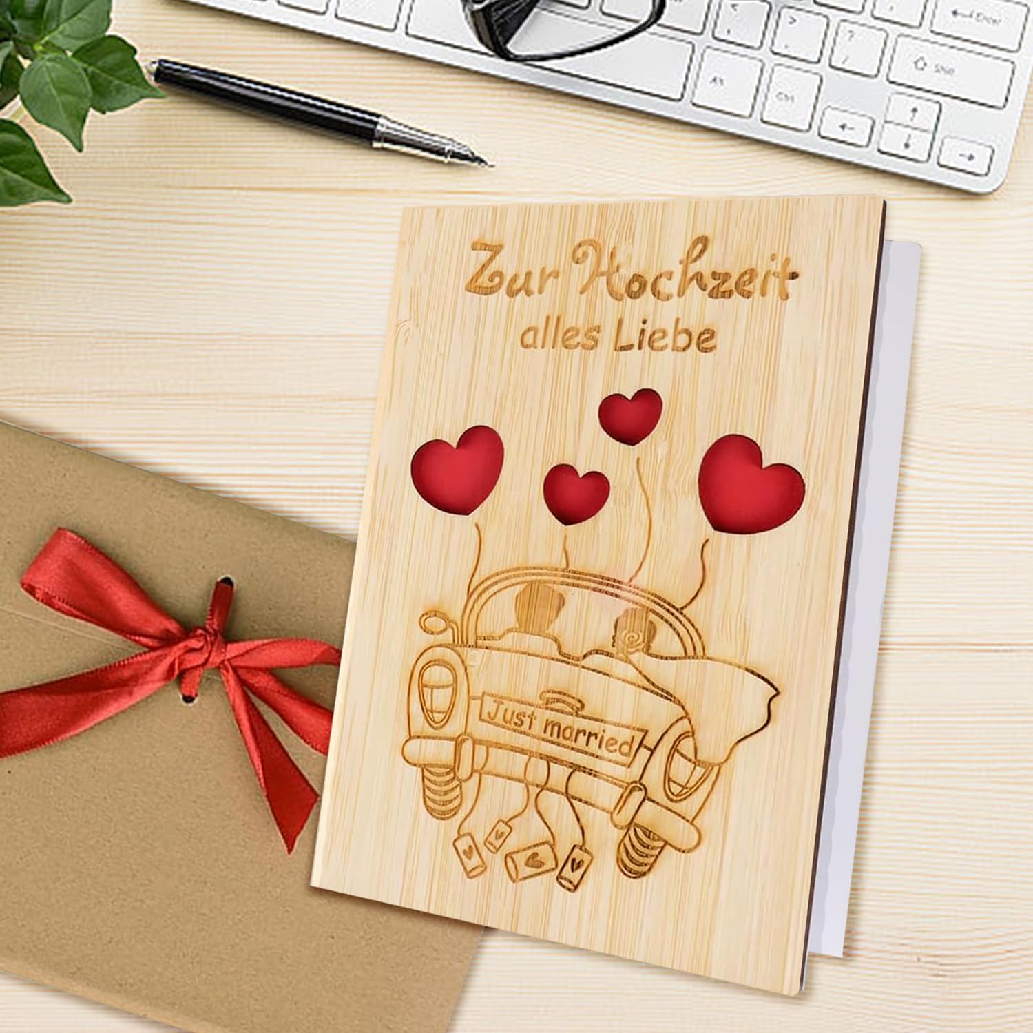 Boîte à Carte Mariage En Bois Avec Serrure - Urne Cadeau Vintage - Décoration Réception - 25x20x18 Cm