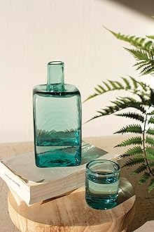 Kalalou CRL5134 Bedside Water Carafe and Drinking Glass, One Size, Green