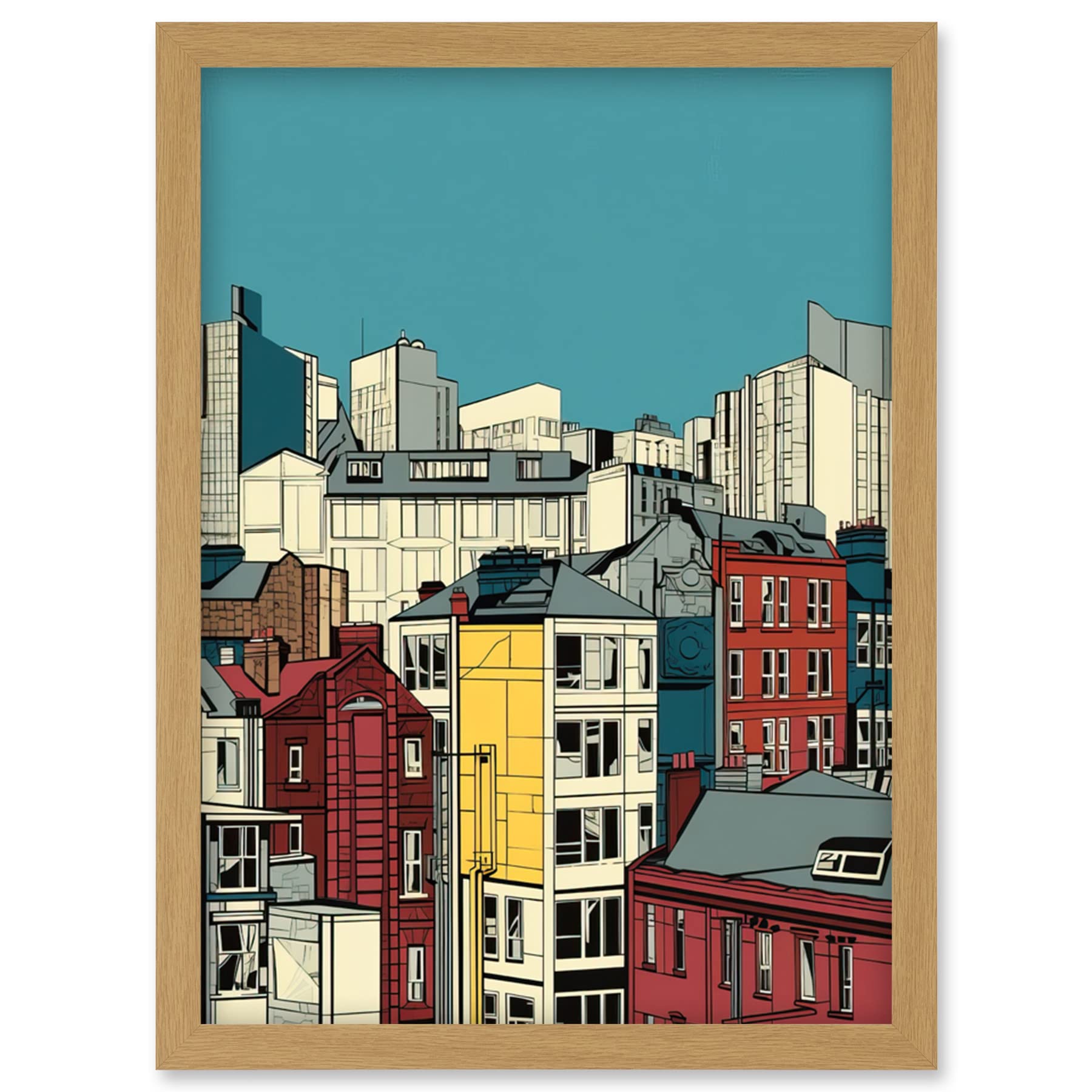 Artery8 Manchester City Architecture Styles Cityscape Artwork Framed Wall Art Print A4
