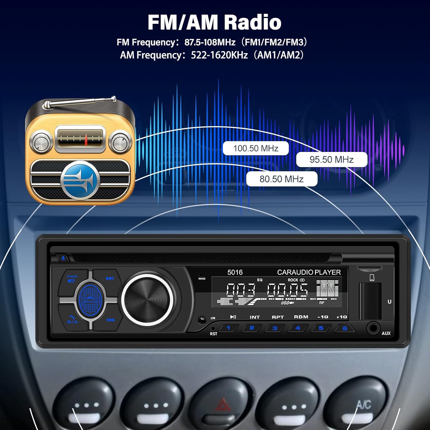 UNITOPSCI Single Din CD DVD Player Car Stereo with Bluetooth 5.0 Hands-Free, LCD Screen AM/FM Car Radio, Car Audio Receiver Support APP Find Car, Remote Control, Voice Assistant, USB/AUX in/TF