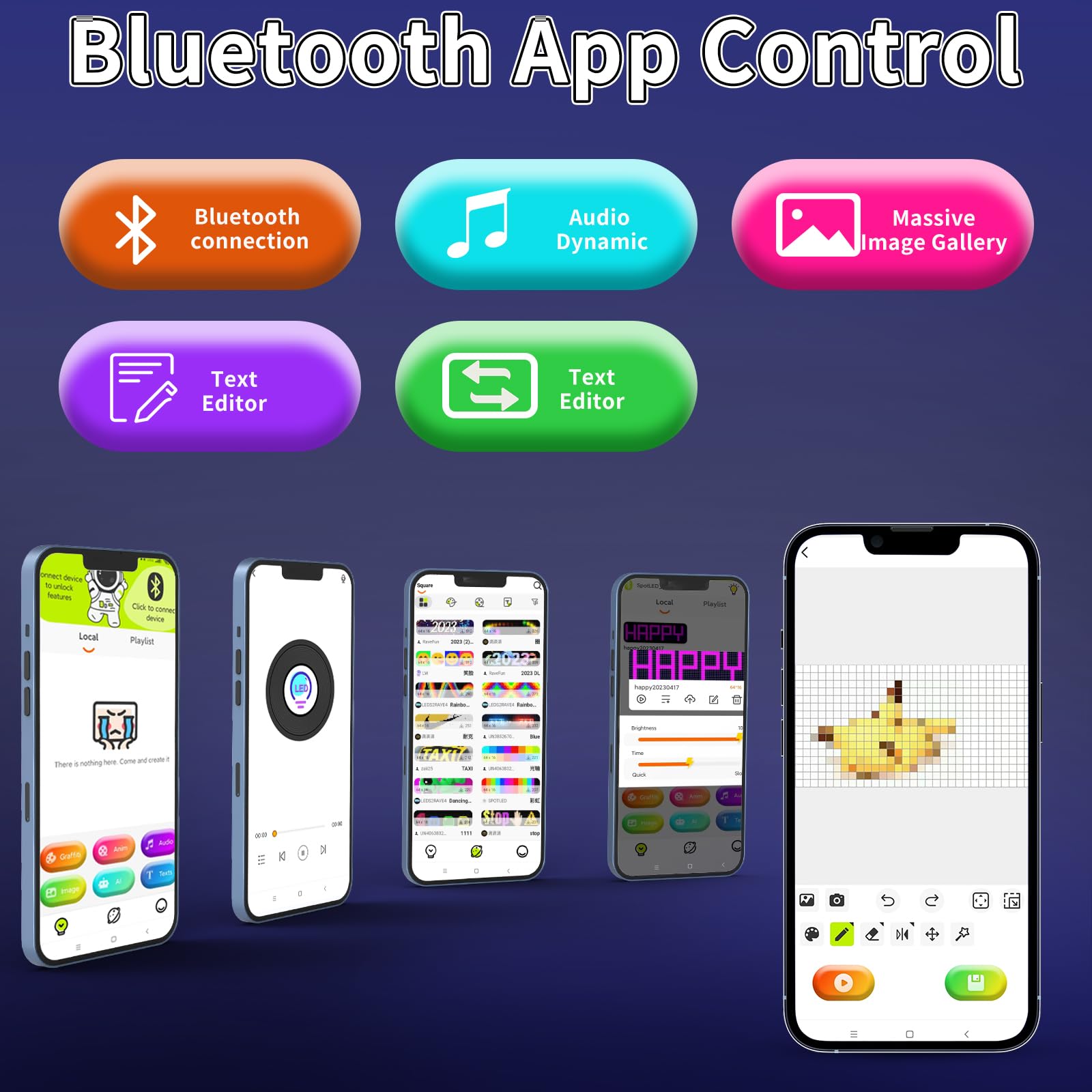 OBEST Pannello di visualizzazione a LED, 39 x 10,7 cm, programmabile, flessibile, per auto, camion, negozio, pubblicità, bar, hotel, pubblicità, app, Bluetooth