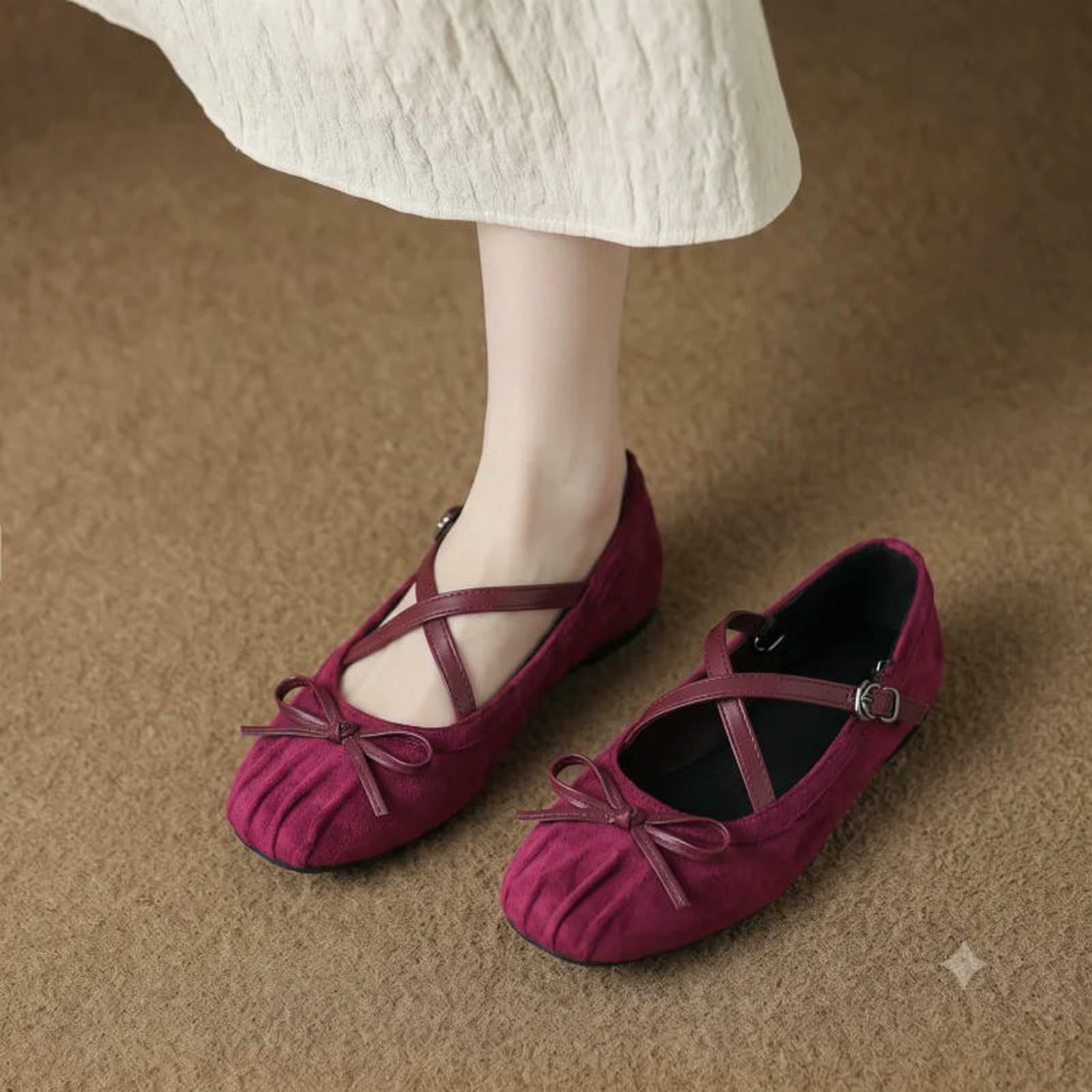 Ballerine Donna,Scarpe Mary Jane Ballerine da Donna Modello Mary Jane con Cinturini Incrociati alla Caviglia