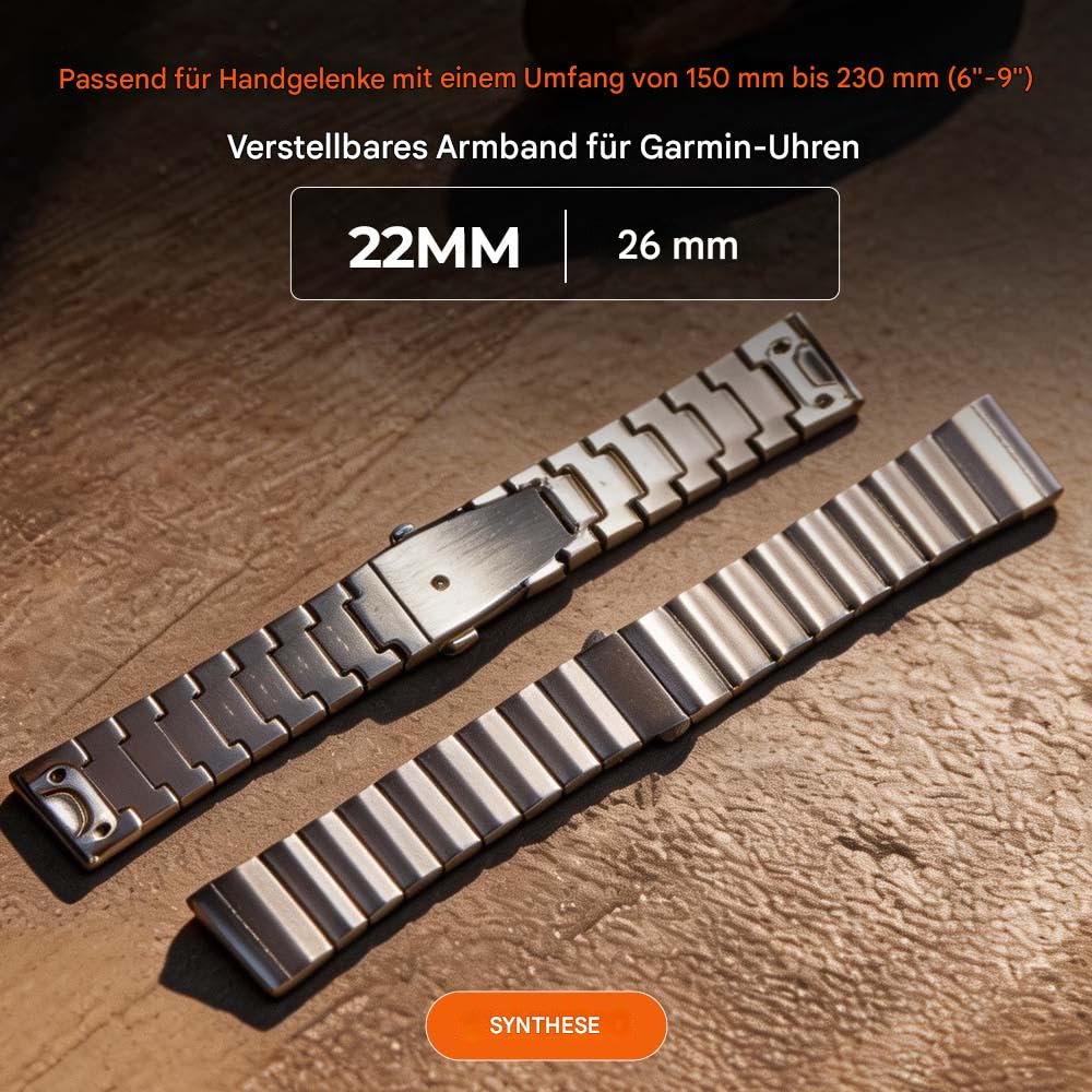 26mm Titan Armband Kompatibel mit Fenix 8 51mm/Enduro 3 51mm/7X Pro/Epix Pro 51mm,22mm Metall Armband mit Schnellverschluss Kompatibel mit Fenix 8 47mm/E 47mm/7/6 Pro/5 Plus/Forerunner 965 955