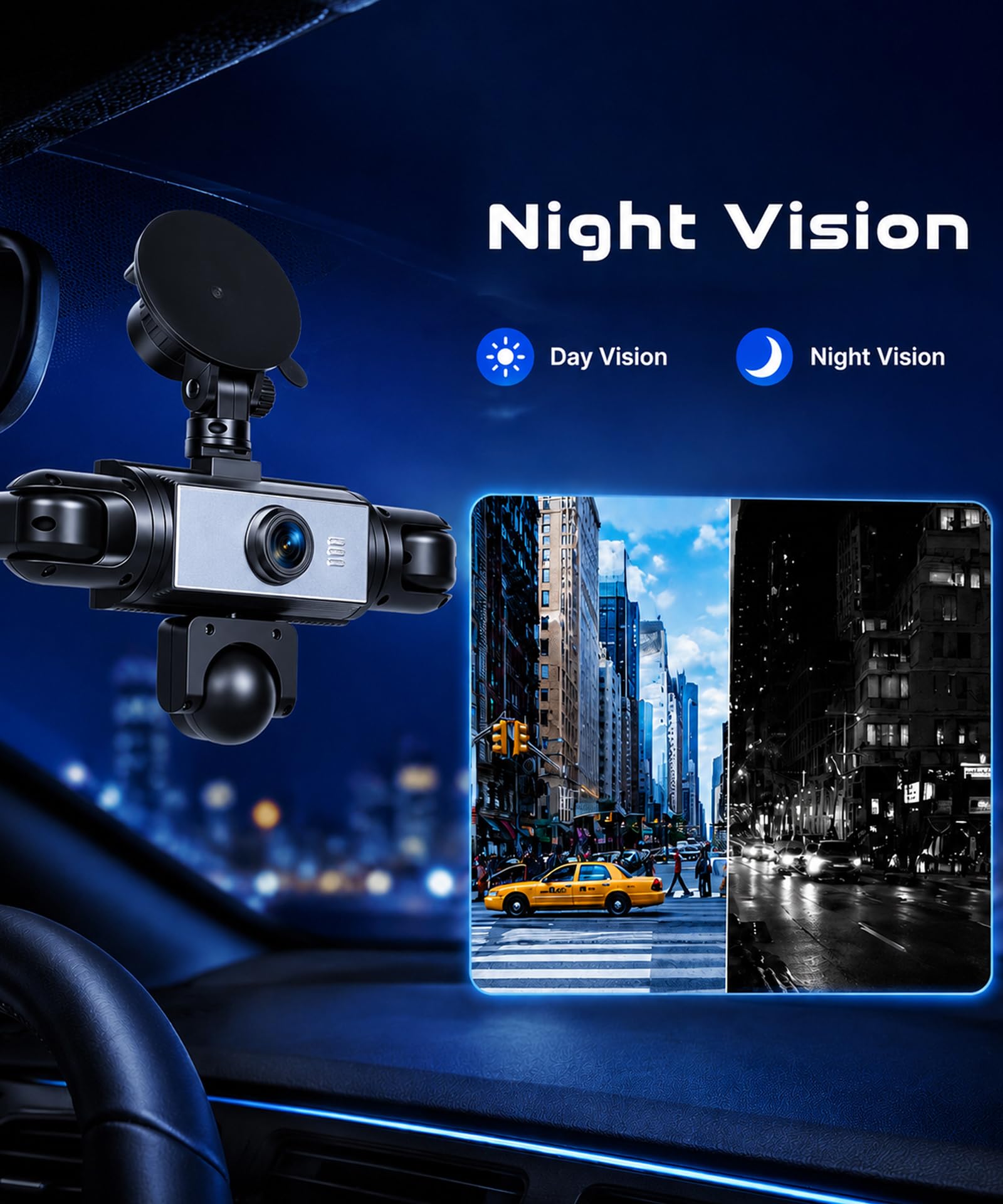 Rimoody 360° 5 Canali Dashcam Voiture, 5 x Caméra 1080P Avant et Arrière Gauche Droite, 3.16" Enregistreur de Voiture Vision Nocturne/Loop Video/Moniteur de Stationnement 24H/Aide au Stationnement