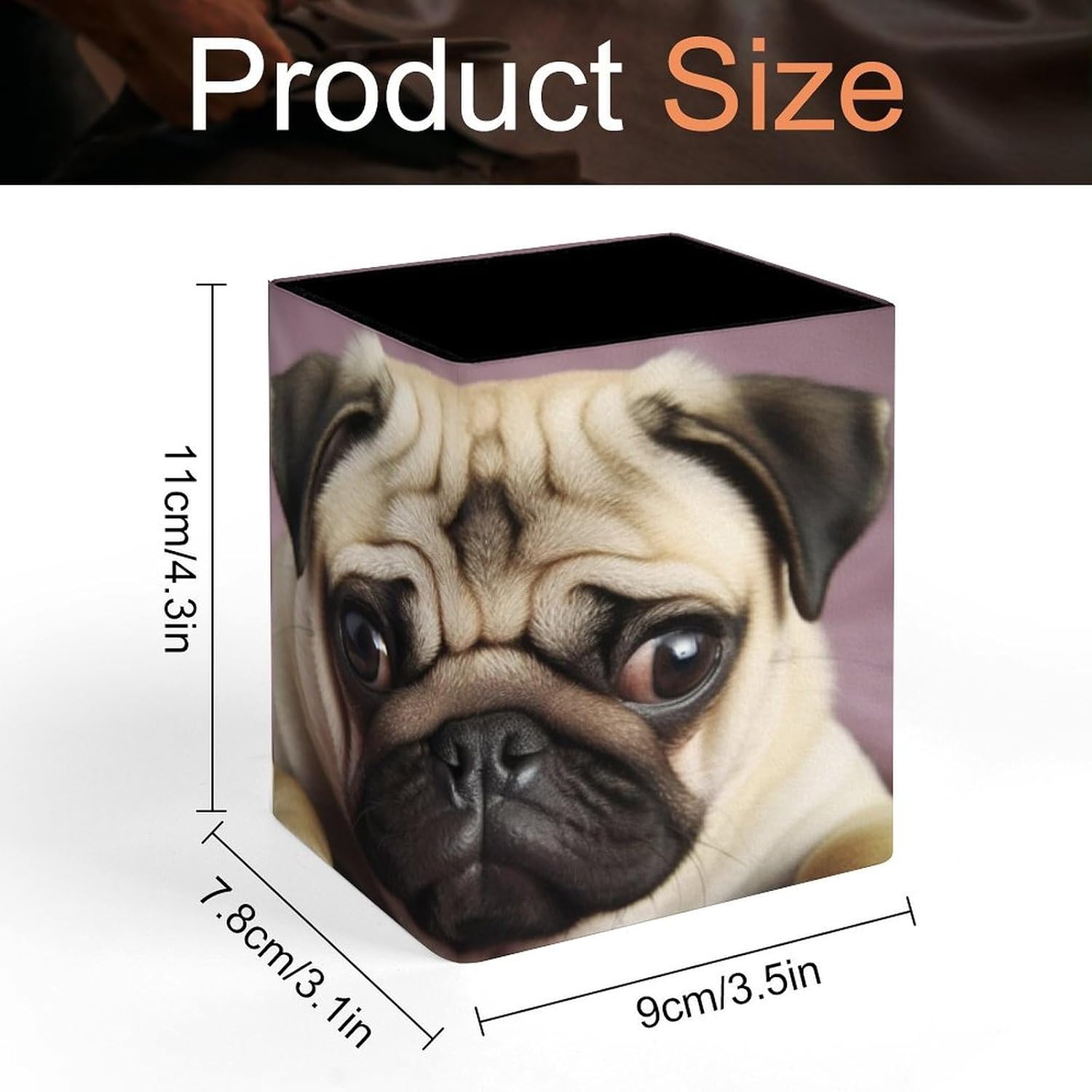 Pug Pen Holder Square Desk Organizer for Office Studio image 2