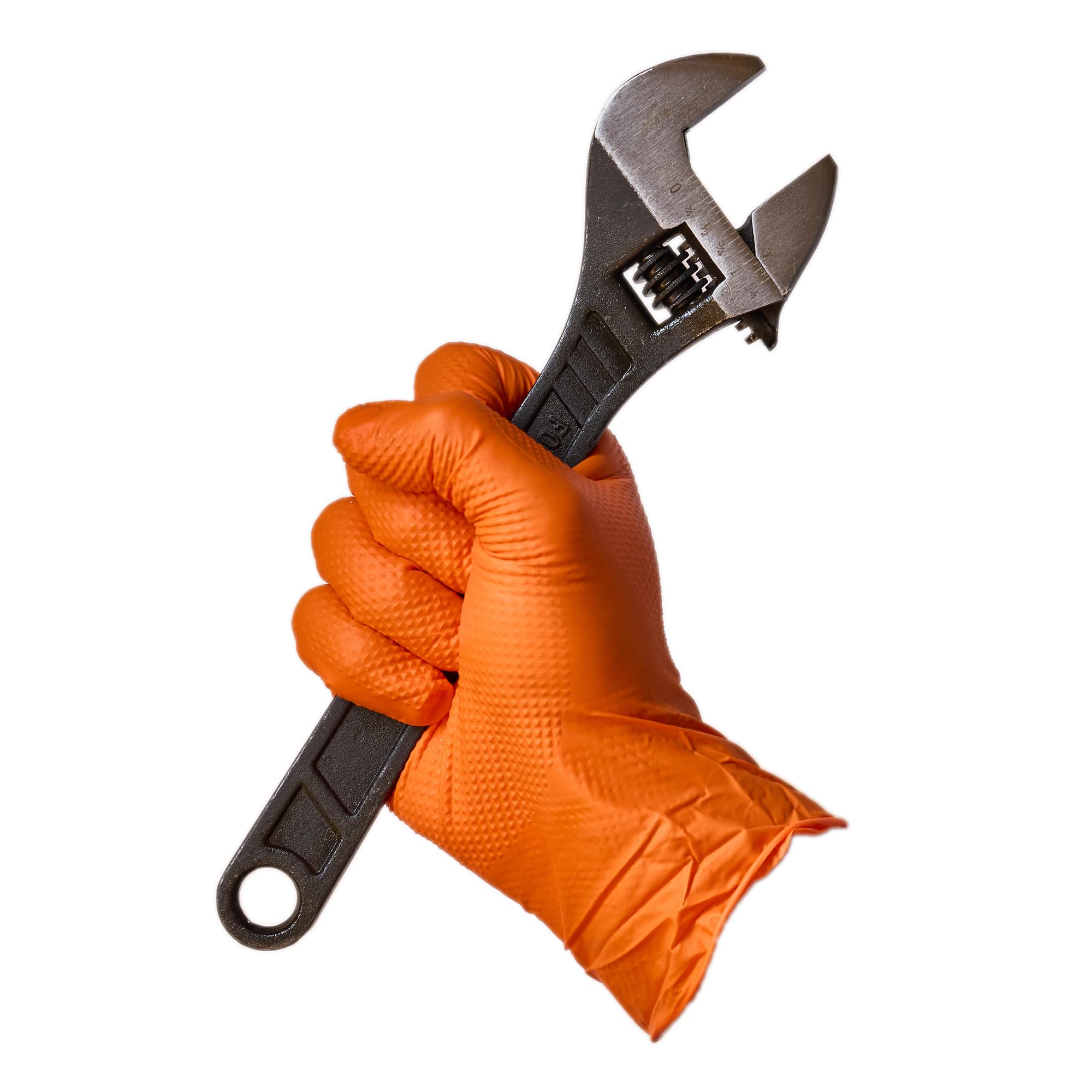 FIRST GLOVE Diamond Grip Einweghandschuhe aus Nitril, 8 mm, Orange, Größe XXL, 100 Stück