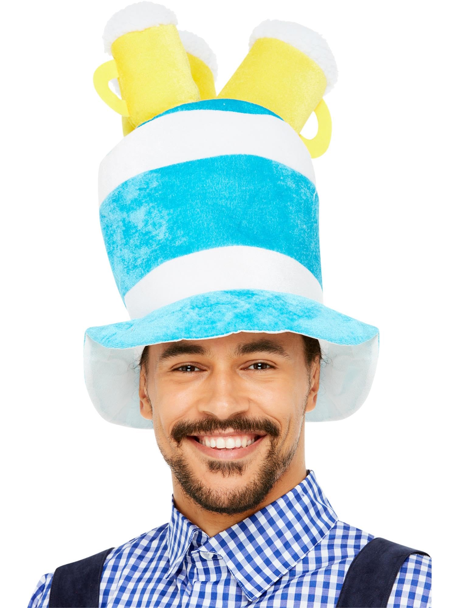 Smiffys Beer Festival Beer Hat, Blue with 3 Beers, Oktoberfest Fancy Dress, Oktoberfest Dress Up Hats