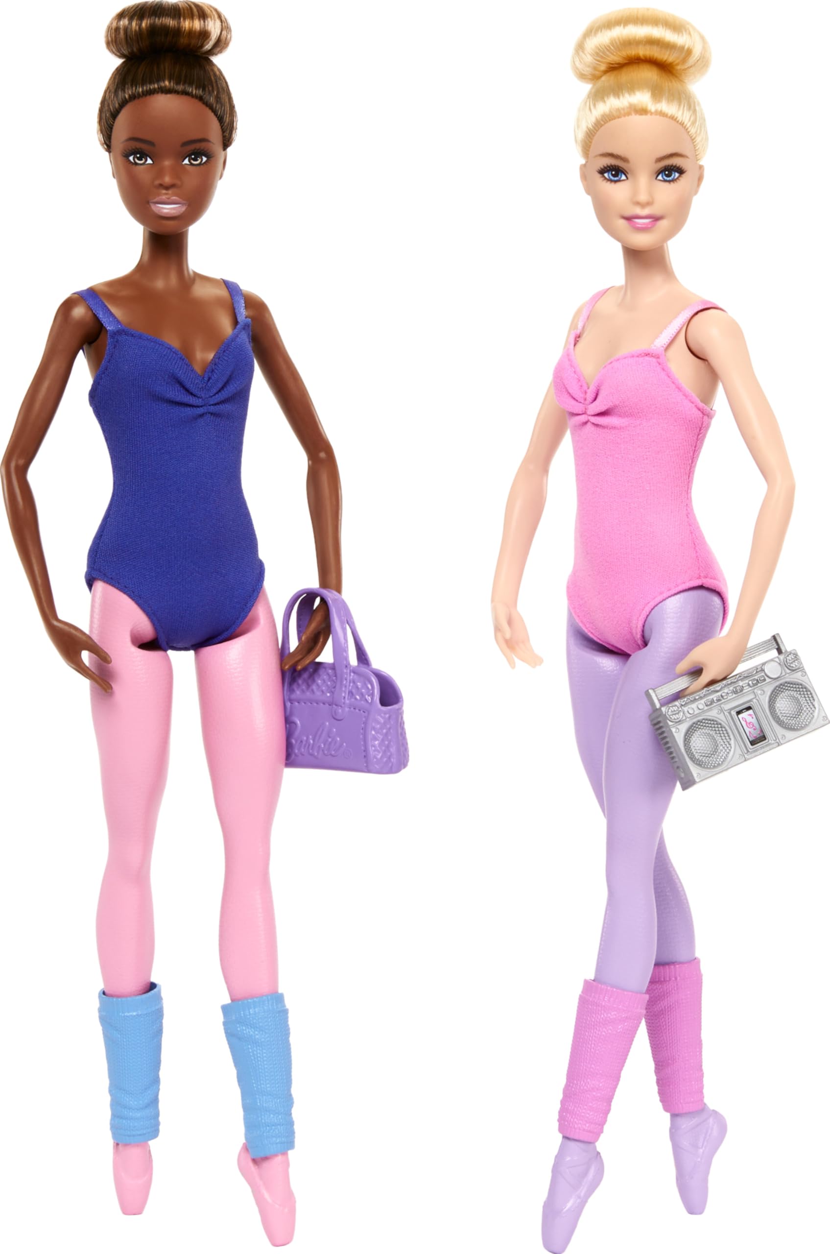 Barbie - Set Ballet Room, include 2 bambole bruna e bionda con outfit a tema balletto e 9 accessori alla moda per outfit extra, giocattolo per bambini, 3+ anni, HXC37