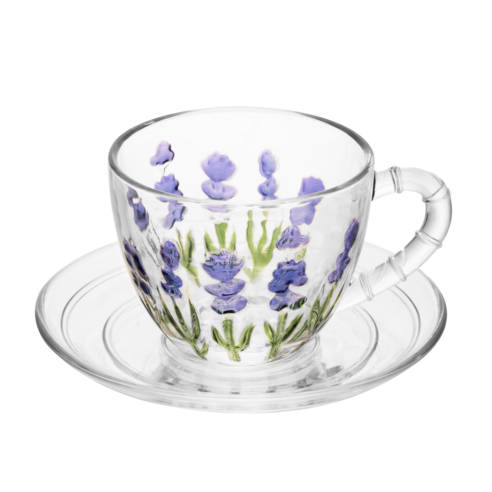 LYOR - Xícara de Café Lavanda Hand Painting 80ml Cristal