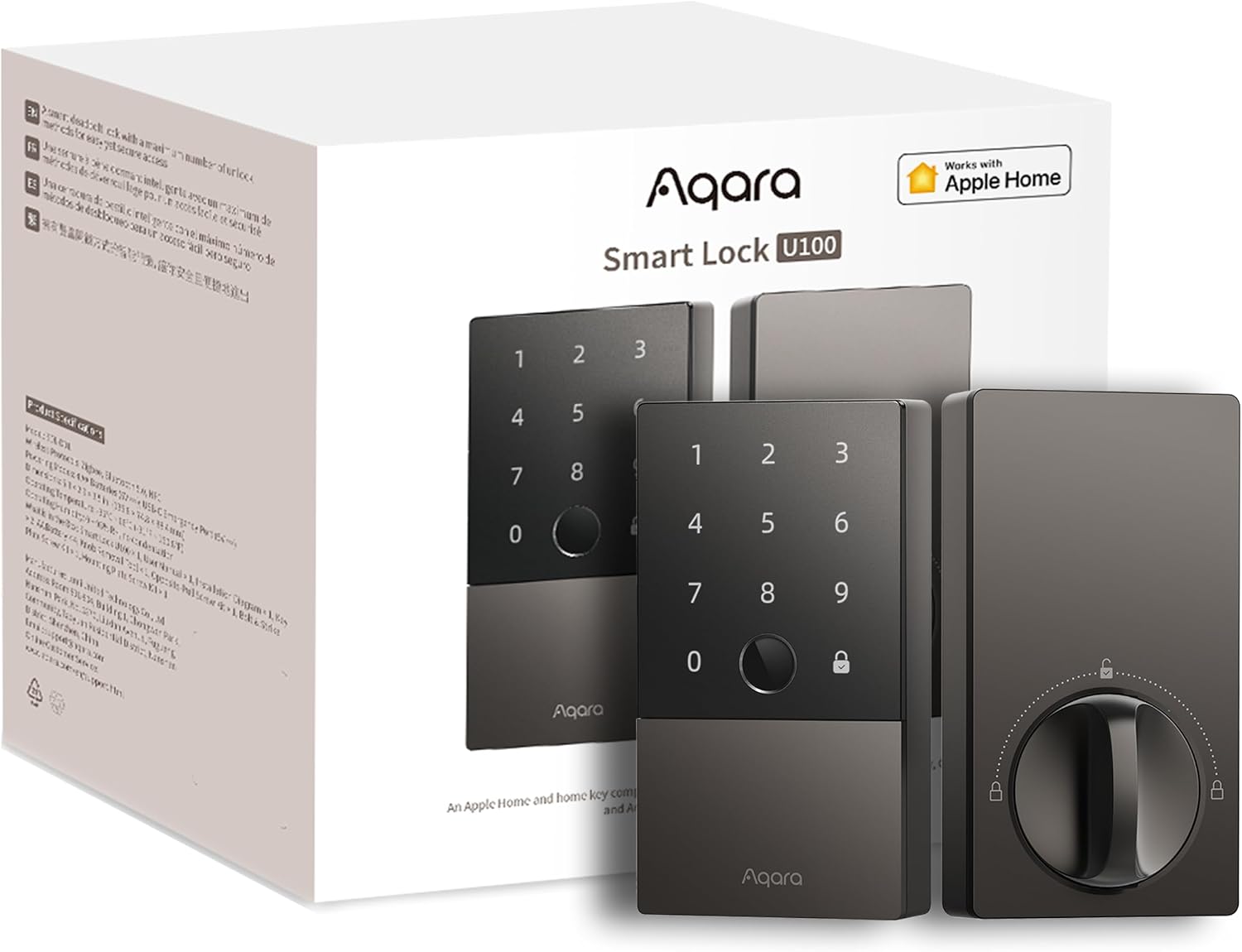 Smart Lock U100, Apple Home Key, Fingerprint Deadbolt, Gray | Matter Over Thread, Keyless Entry Door Lock, Touchscreen Keypad, IP65 Weatherproof, Supports Apple HomeKit, Alexa, Google