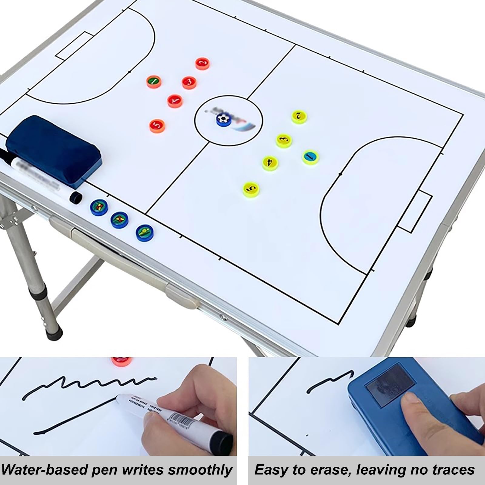 Lavagnetta Tattica Calcio, Lavagna Magnetica Calcio, Design Pieghevole, Altezza Regolabile, con Maniglia, Adatta per l'allenamento