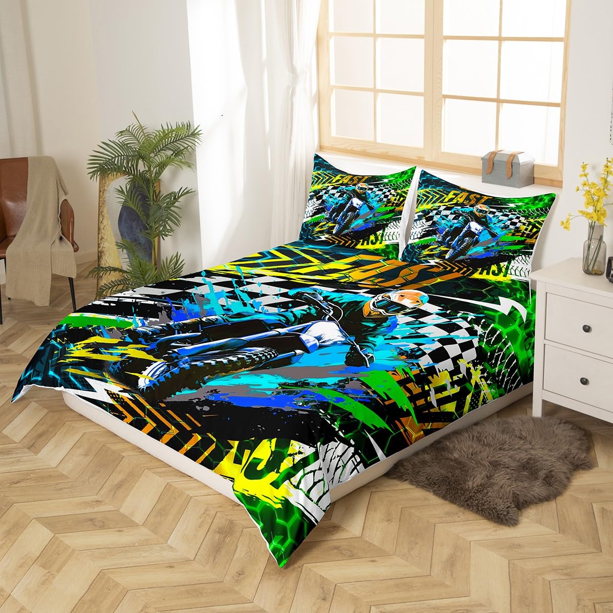 KTM kidsシーツセット Amazon.com: Dirt Bike Bedding Set Twin Size Kids Motocross