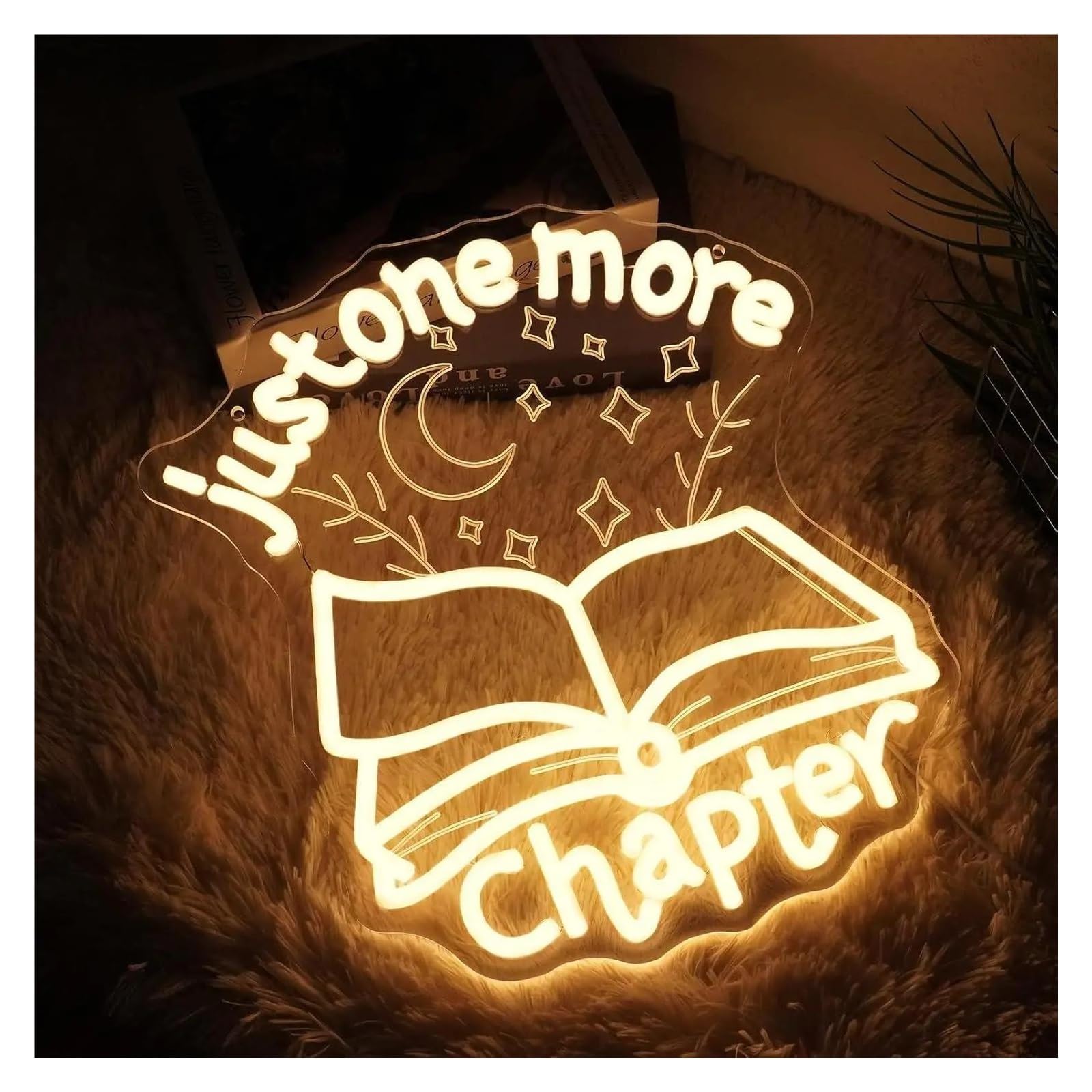 cartelli al neon personalizzati Just One More Chapter Insegna Al Neon Luce LED Dimmerabile Per Libreria Angolo Lettura Biblioteca Club Arredamento Libreria 16.54inx15.16in