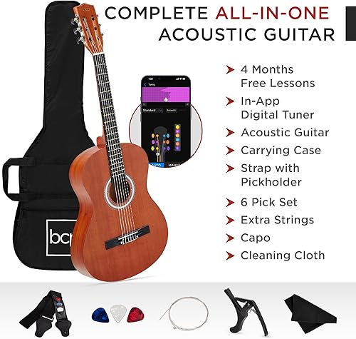 Vista 73 de Best Choice Products - Kit de guitarra acústica para principiantes, 38 pulgadas Rayos de sol
