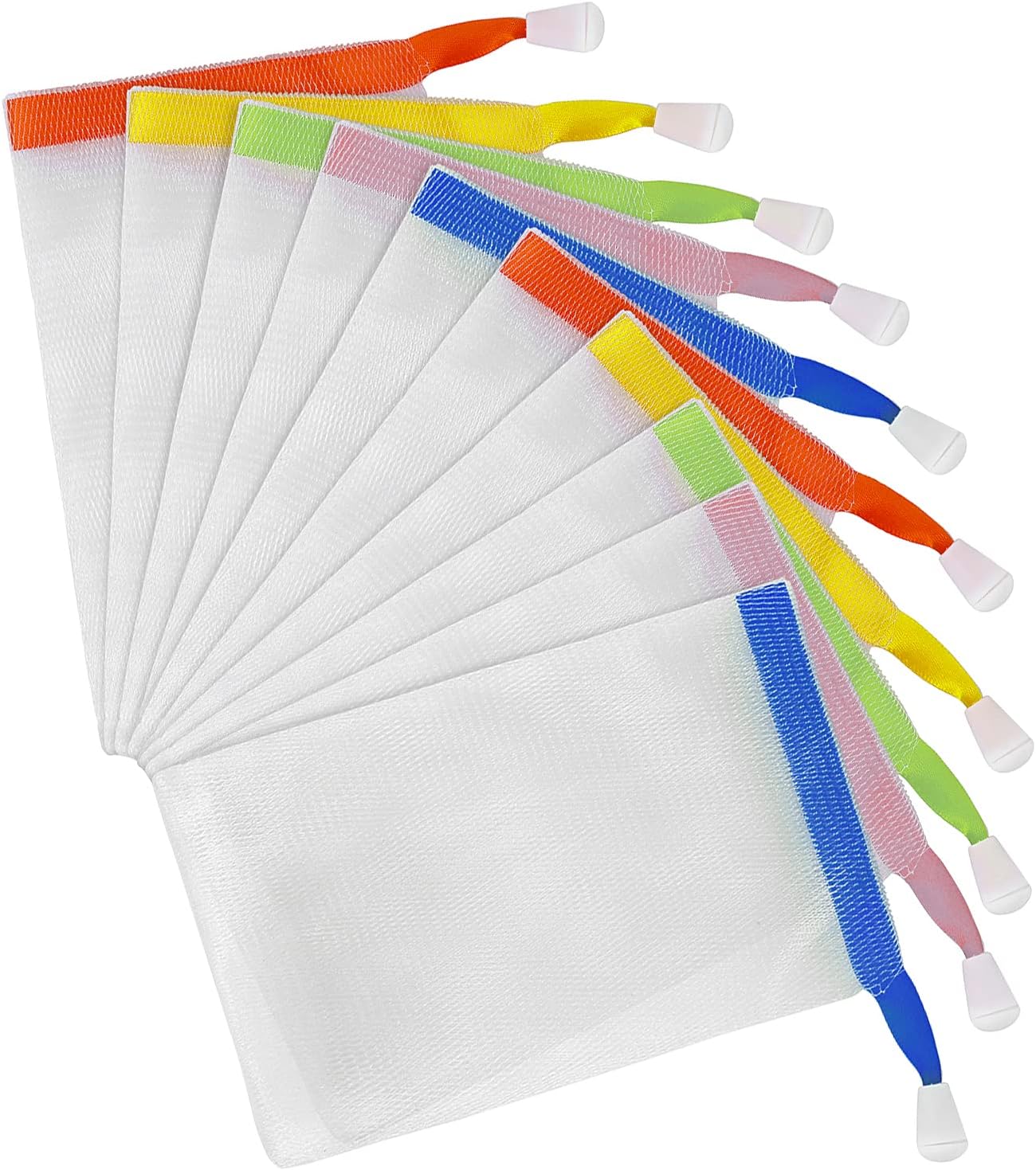COMNICO Handmade Soap Mesh Bags 20 Pack Facial Double Layer Bubble Net Ancient Shampoo Small Pouch Face Cleansing Exfoliating Foaming Nets with Drawstring Bath Shower (Random Color)