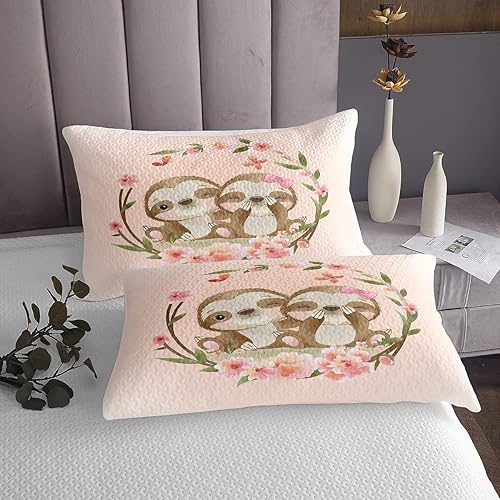 Miniatura 10 de Erosebridal Juego de edredón para niños con bonito diseño de animales y abejas dulces, juego de ropa de cama floral rosa y rosa, juego de colcha con