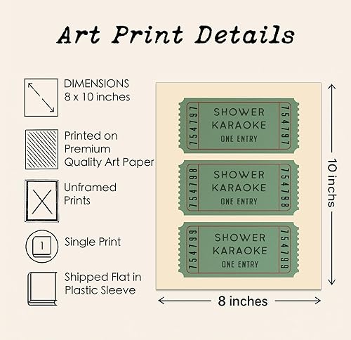 Miniatura 2 de Póster de Karaoke para Ducha, Póster Divertido de Baño, Impresión de Boleto Retro, Arte de Pared Funky, Impresión de Baño Trendy, Apartamento