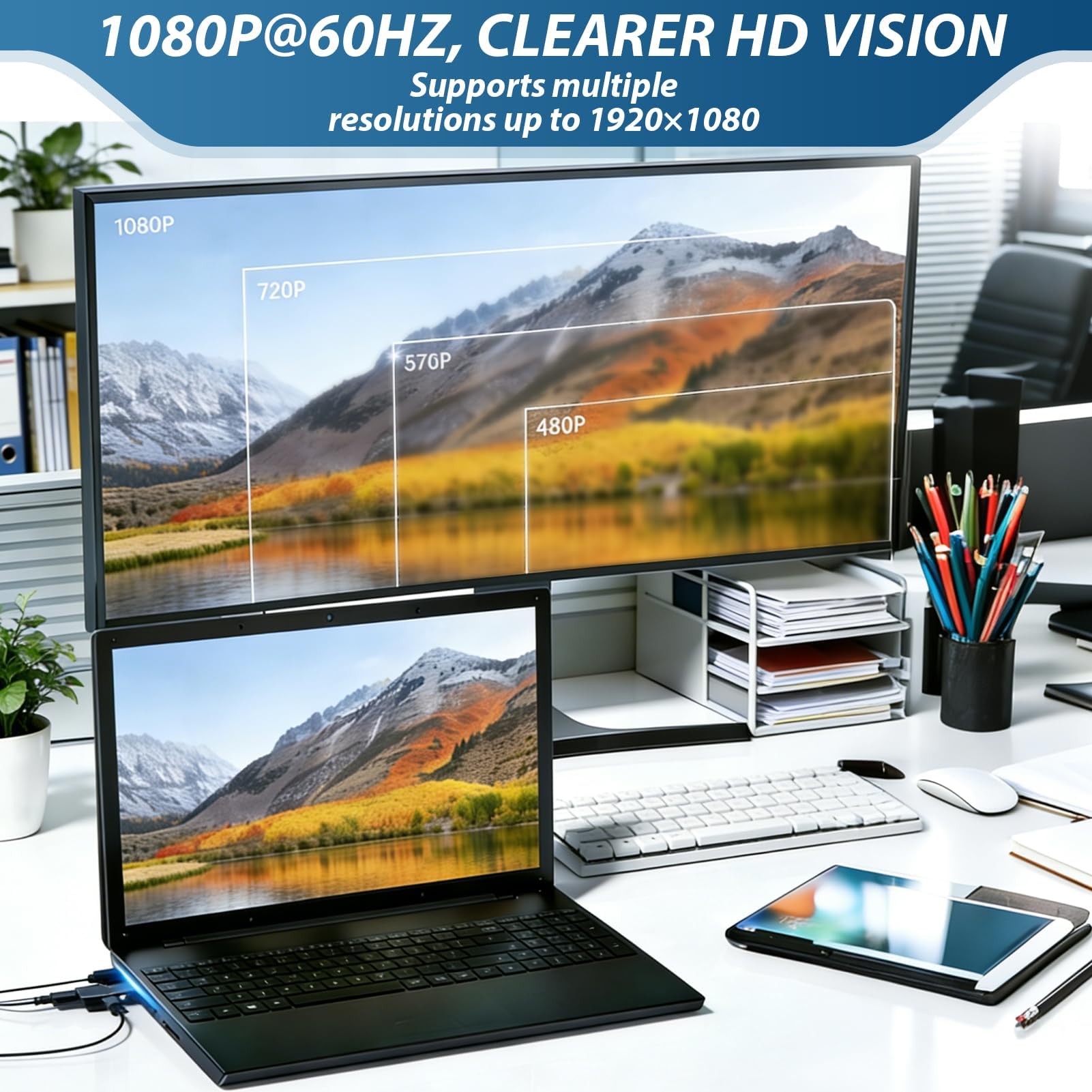 Adaptateur VGA vers HDMI Audio HD 1080p Convertisseur Actif Vidéo VGA Mâle vers HDMI Femelle Câble
