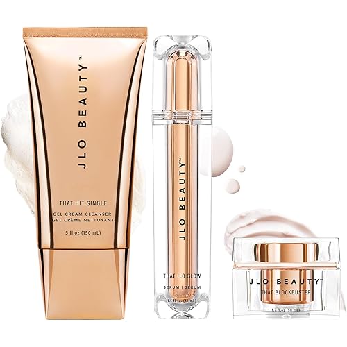 JLO BEAUTY Starter Skin Care Kit, 3 Piece Facial Set with Face Wash, Serum & Face Moisturizer, Daily Skin Care Routine For Women, Includes 5 Oz Facial Cleanser, 1.5 Oz Serum, 1.7 Oz Moisturizer Cream