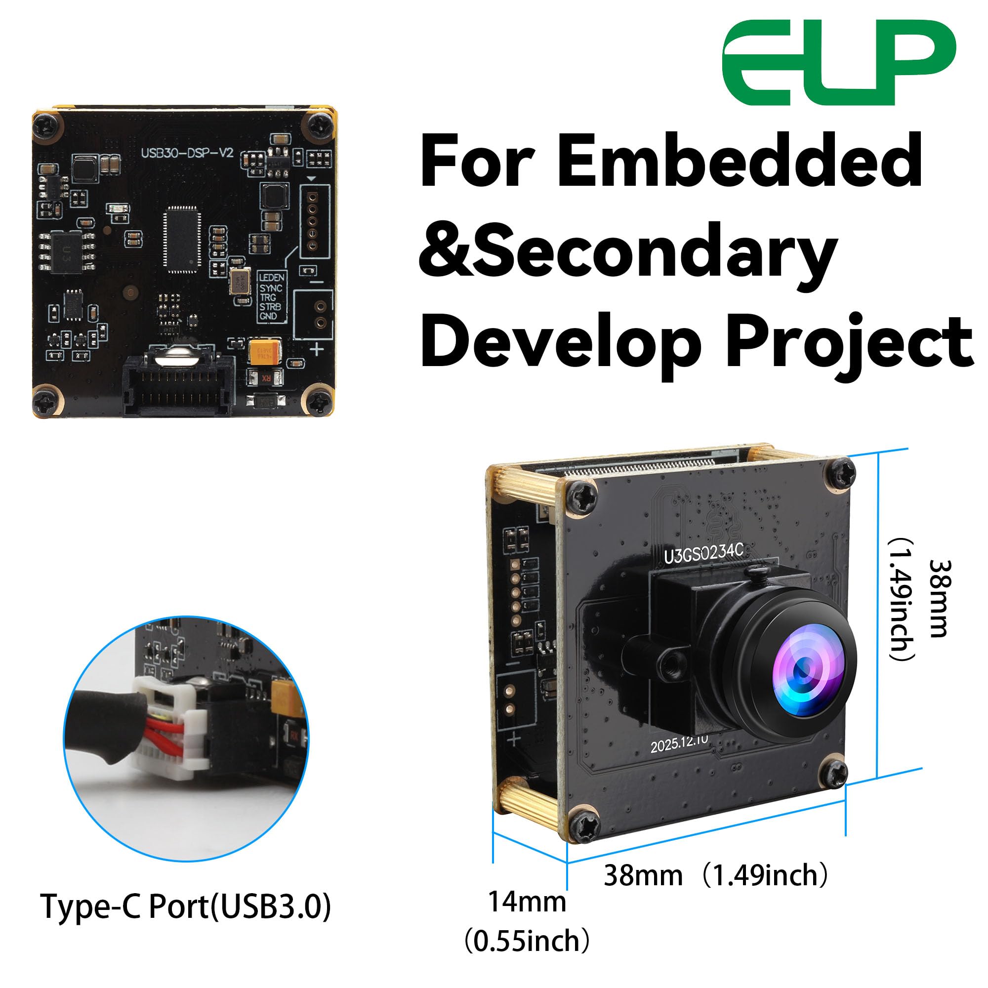 Amazon.co.jp: ELP 高速 200FPS グローバルシャッター USB3.0 魚眼