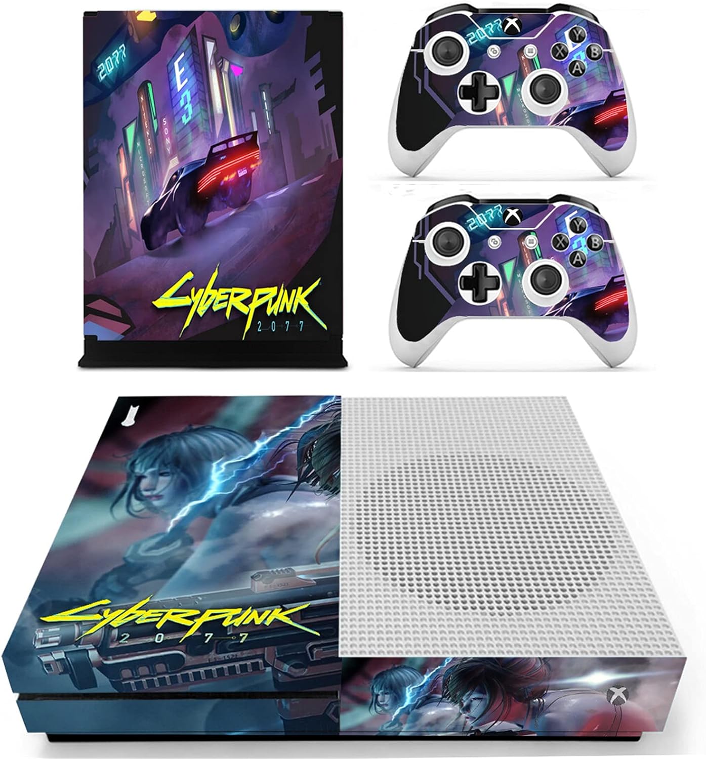 Xbox One S Skin(Cyberpunk),Xbox One S Controller Skin,Xbox