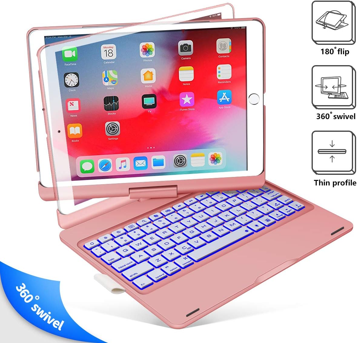 Ipad Pro 9 7 Ipad Air 2 Ipad Air 1 Ipad 5th Gen 2017 360 Screen Rotation 7 Colors Backlight Ipad Case With Keyboard Ipad Keyboard Case For Ipad 6th Gen 2018 Rose Gold Tablet Accessories Accessories Urbytus Com